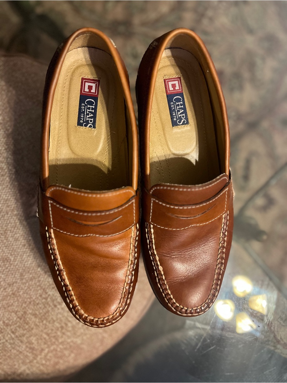 Chaps Men’s Brown Leather Penny Loafers Size 10M